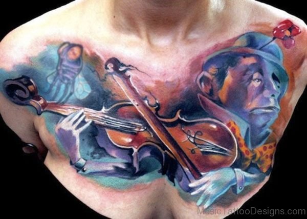 Violin Tattoo for Chest