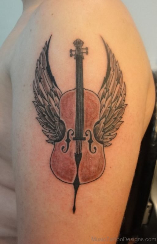Winged Cello Tattoo