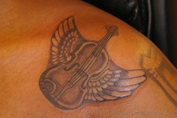 Winged Violin Tattoo