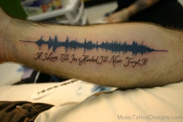 Wording And Music Wave Tattoo