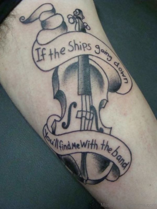 Wording And Violin Tattoo
