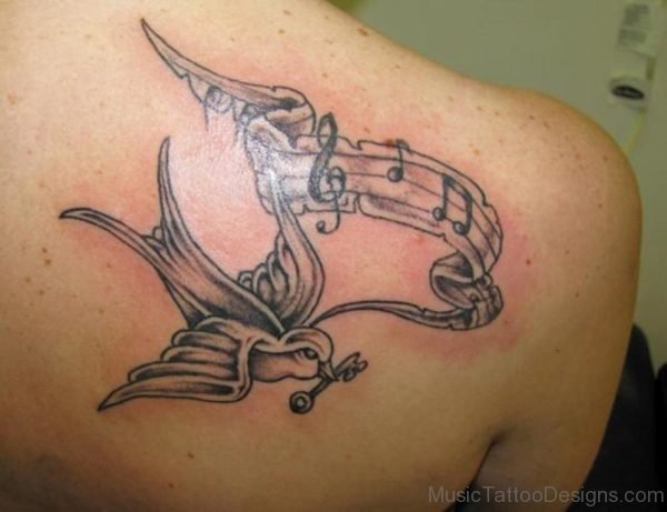 Bird And Music Note Tattoo