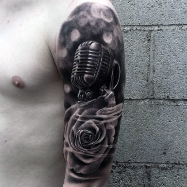 Black Rose And Music Tattoo