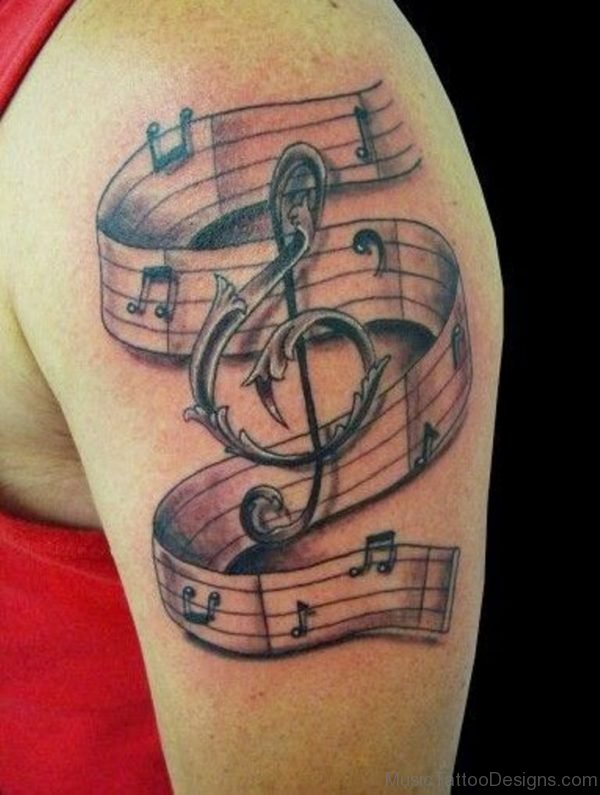 Classic Music Tattoo On Bicep
