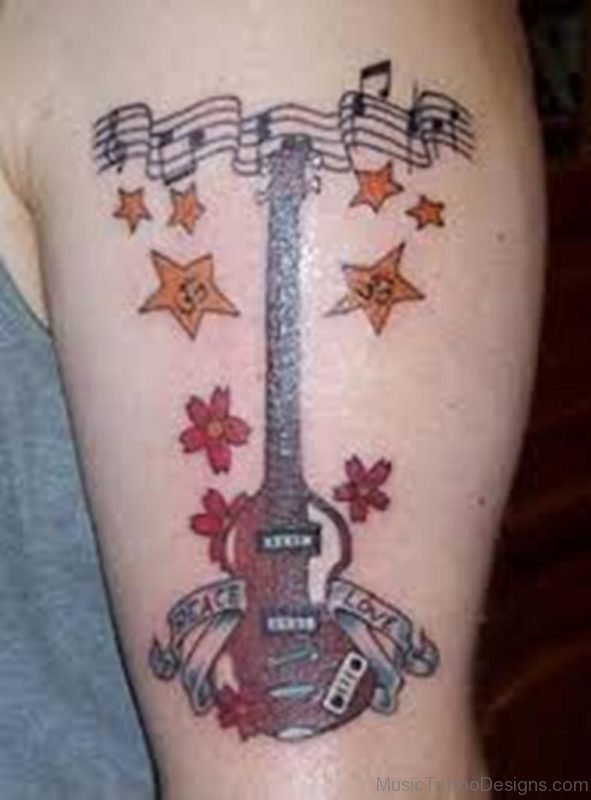 Colorful Guitar Music Tattoo