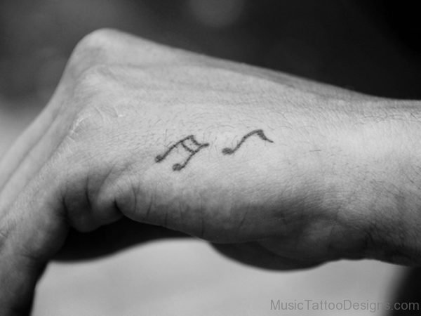 Cute Music Note Tattoo On Hand