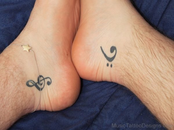 Cute Music Tattoo On Foot