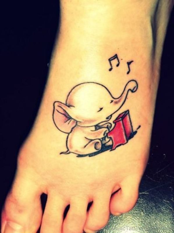 Elephant Baby And Music Tattoo