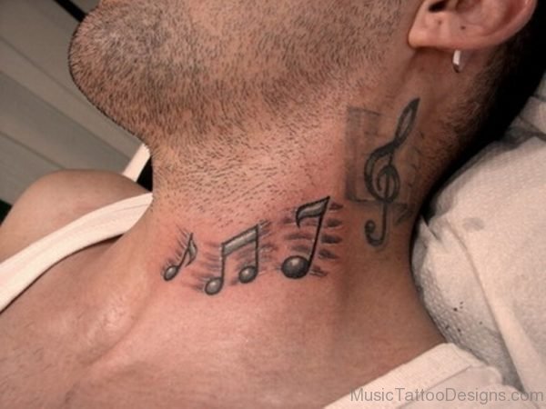 Fabulous Music Tattoo On Neck