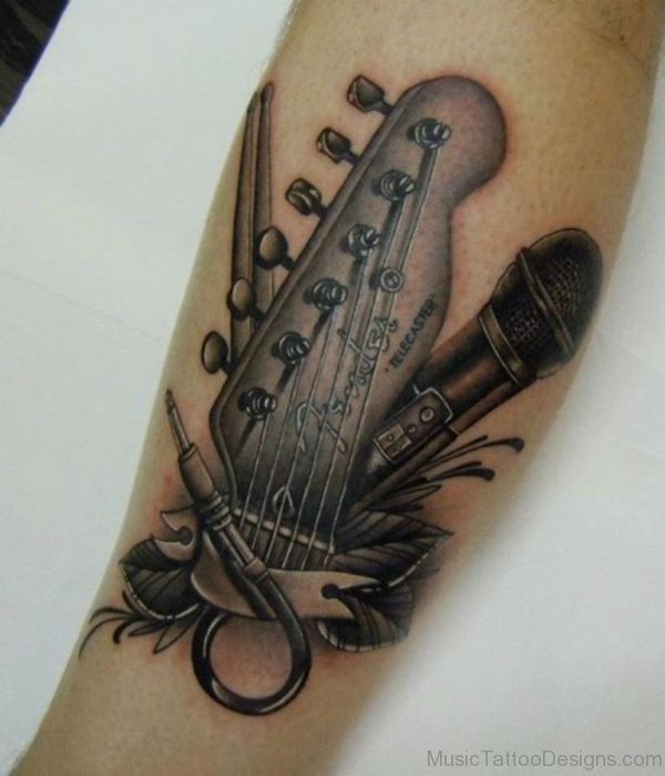 Guitar And Mic Tattoo