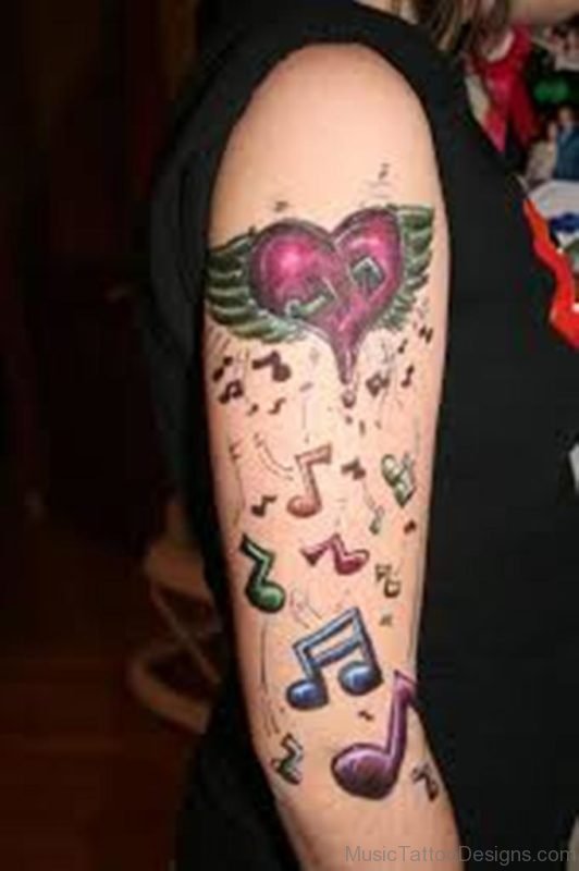 Heart And Music Tattoo