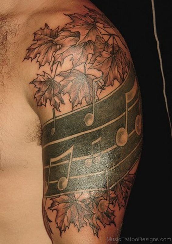 Leaf And Music Tattoo