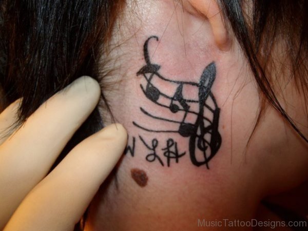 Music Note Tattoo On Behind Ear