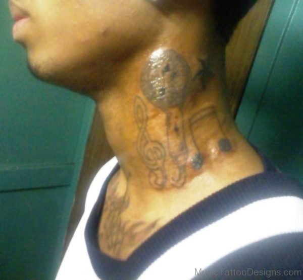 Music Note Tattoo On neck