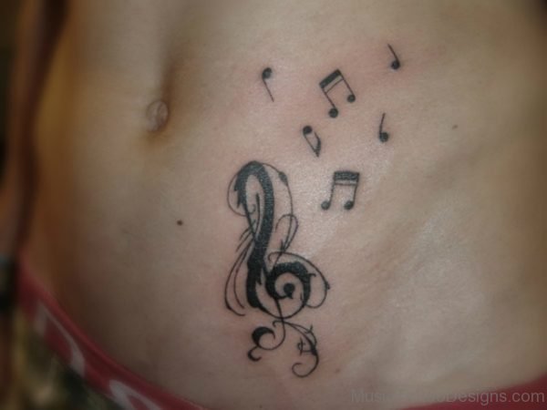 Music Notes TattoOn Stomach