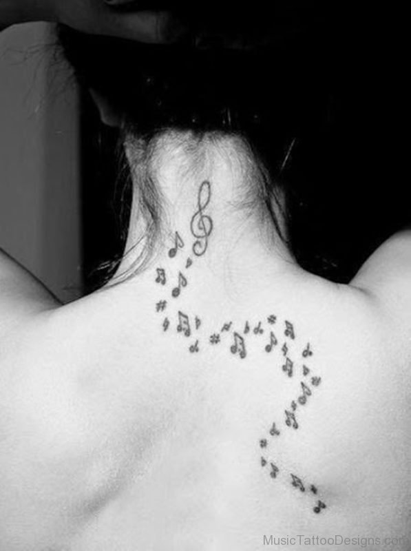 Music Tattoo On Behind Neck