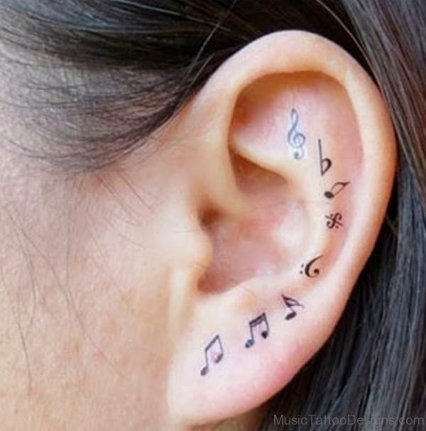 Music Tattoo On Ear