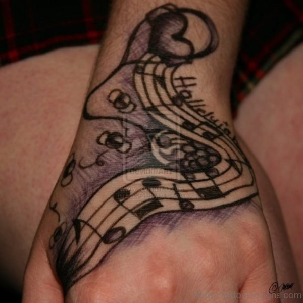 Music Tattoo On Hand Image