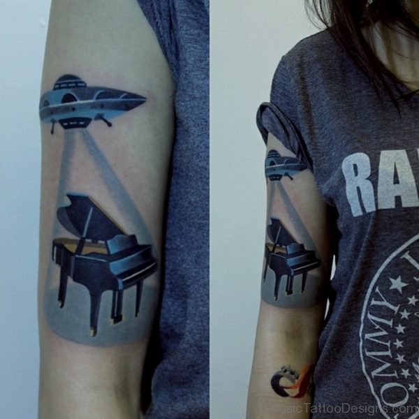 Nice And Amazing Grand Piano Tattoo Design