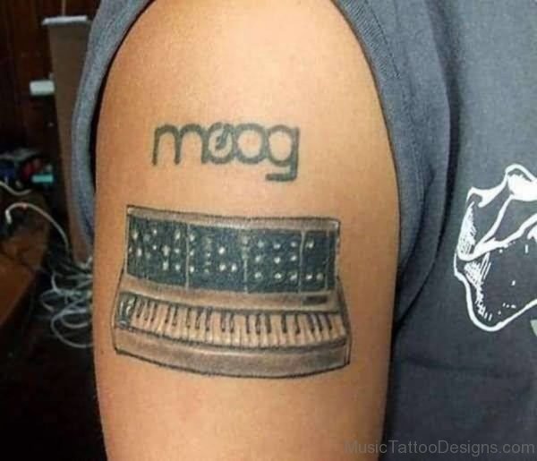 Right Shoulder Nice Piano Keys Tattoo