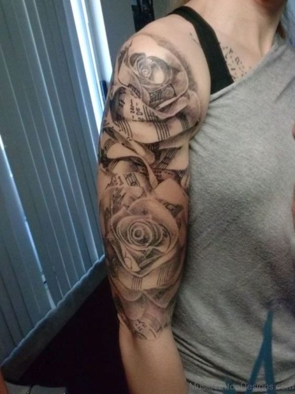 Rose and Music Tattoo