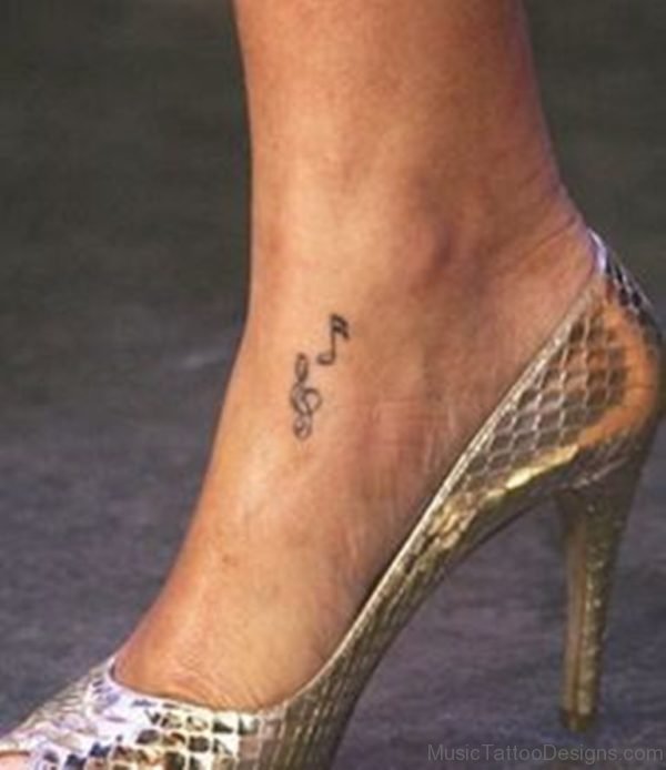 Tiny Music Note Tattoo On Foot