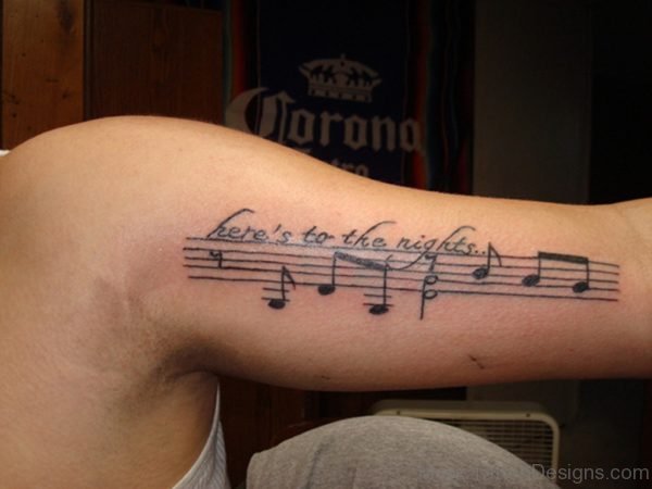 Wording And Music Note Tattoo