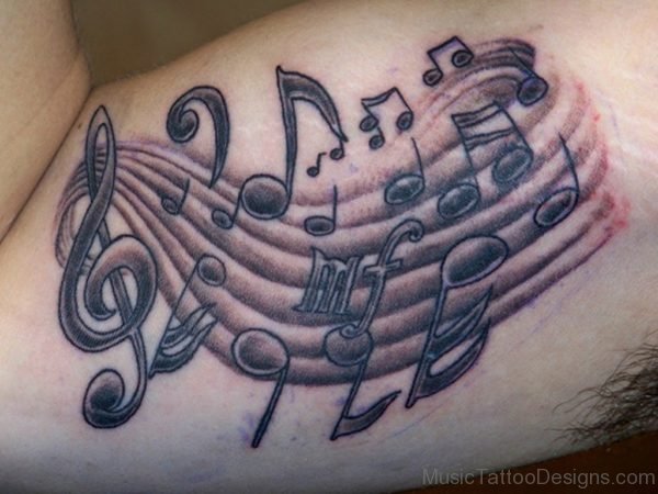 Musical Life Tattoo On Bicep